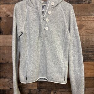 The North Face Gray Button-Up -Zip Up Hoodie Sweater Women’s M with pockets EUC